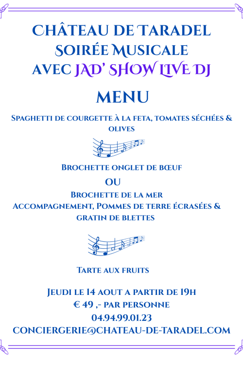 Menu 14 aout